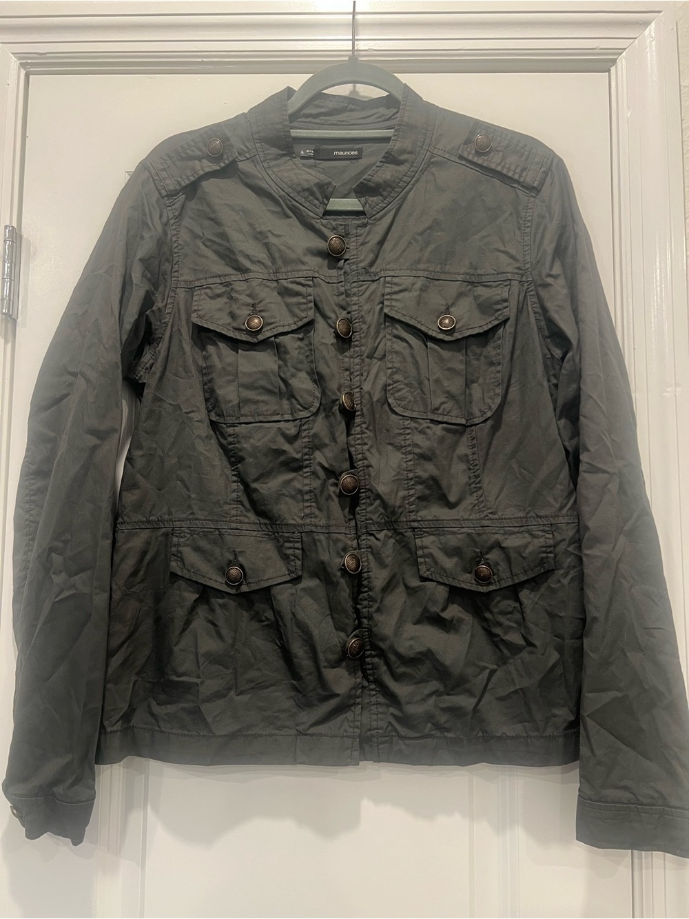 Maurice’s Women’s Olive Green Utility Jacket - Casual Button-Front Coat - Large